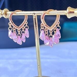 18K GP pink Zircon Hoop Earrings